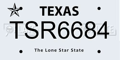 TSR6684 Texas License Plate
