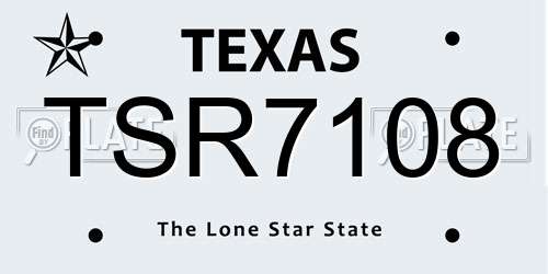 TSR7108 Texas License Plate