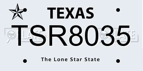 TSR8035 Texas License Plate