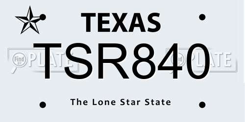 TSR840 Texas License Plate