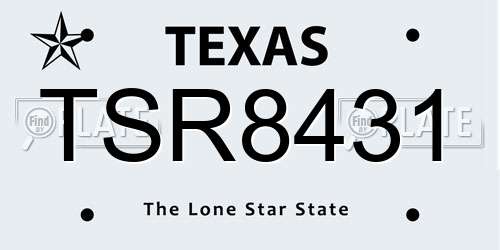 TSR8431 Texas License Plate