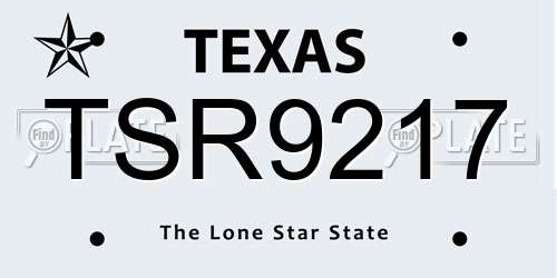 TSR9217 Texas License Plate