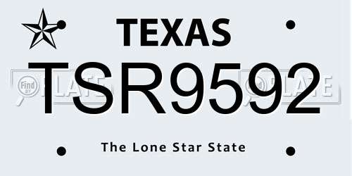 TSR9592 Texas License Plate