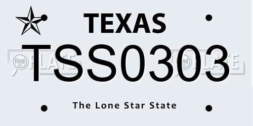 TSS0303 Texas License Plate