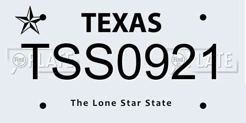 TSS0921 Texas License Plate