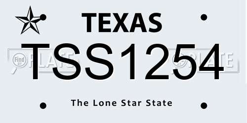TSS1254 Texas License Plate