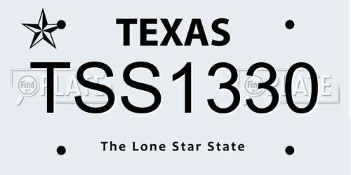 TSS1330 Texas License Plate