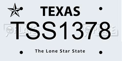 TSS1378 Texas License Plate
