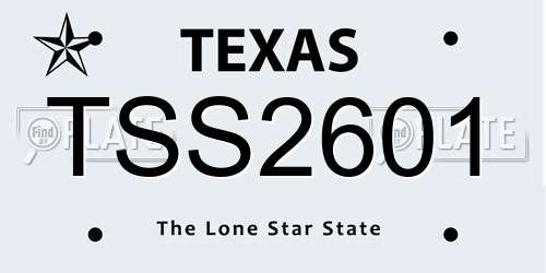 TSS2601 Texas License Plate