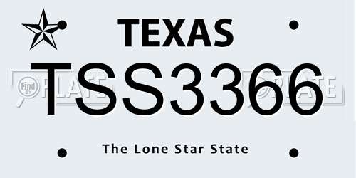 TSS3366 Texas License Plate