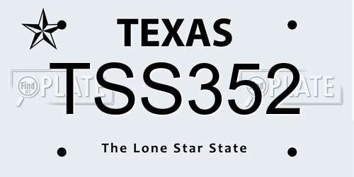 TSS352 Texas License Plate