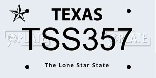TSS357 Texas License Plate