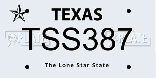 TSS387 Texas License Plate