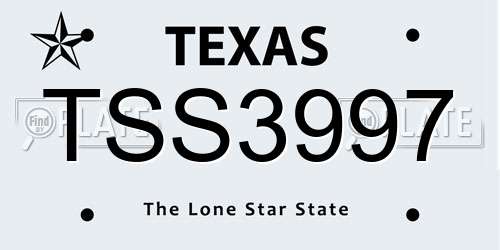 TSS3997 Texas License Plate