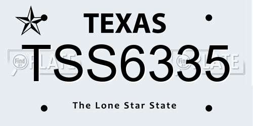 TSS6335 Texas License Plate