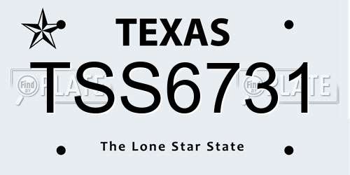 TSS6731 Texas License Plate