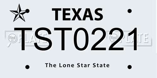 TST0221 Texas License Plate