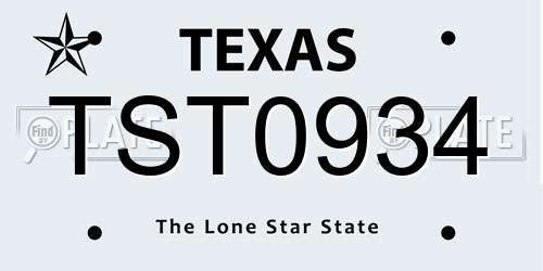 TST0934 Texas License Plate