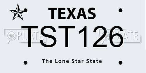 TST126 Texas License Plate