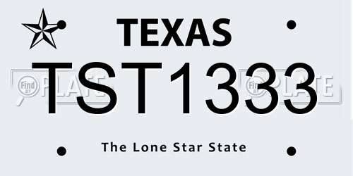 TST1333 Texas License Plate