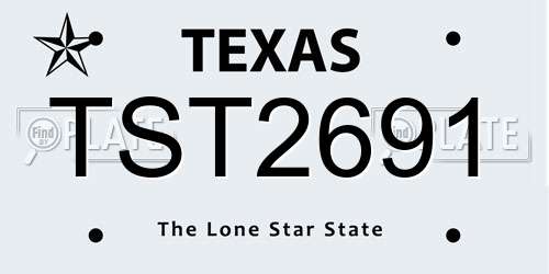 TST2691 Texas License Plate