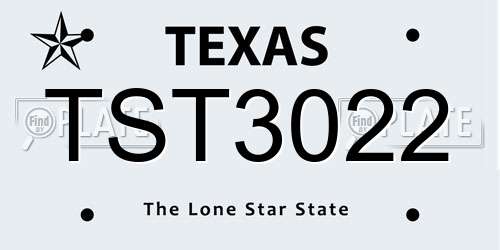 TST3022 Texas License Plate