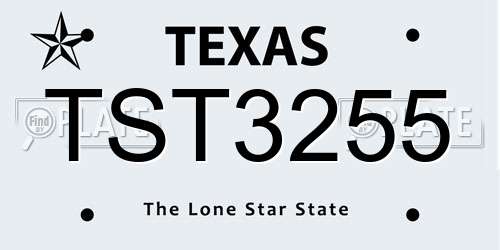 TST3255 Texas License Plate