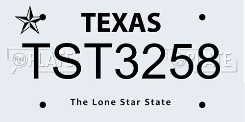 TST3258 Texas License Plate