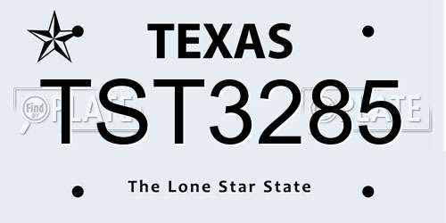 TST3285 Texas License Plate