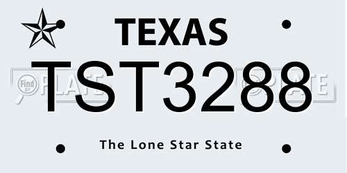 TST3288 Texas License Plate