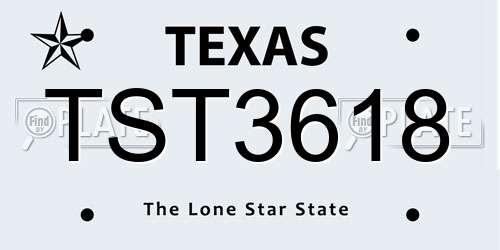 TST3618 Texas License Plate