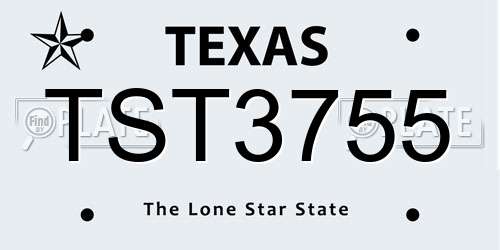 TST3755 Texas License Plate