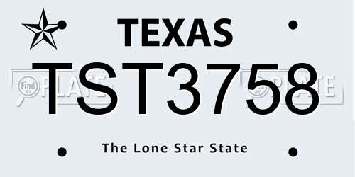 TST3758 Texas License Plate