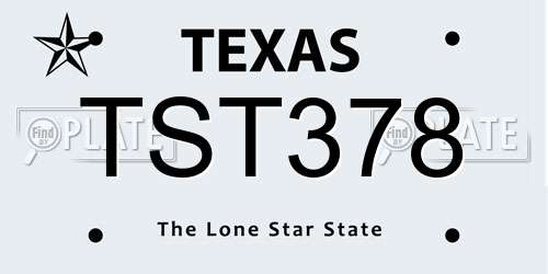 TST378 Texas License Plate