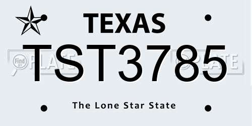 TST3785 Texas License Plate