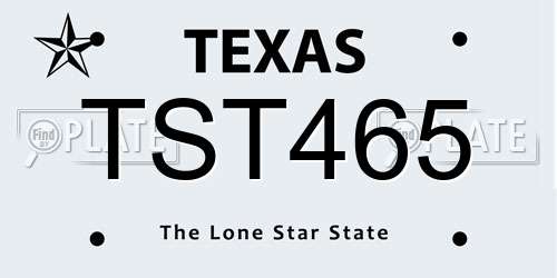 TST465 Texas License Plate
