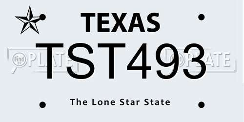 TST493 Texas License Plate