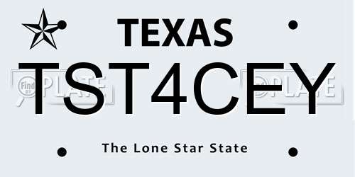 TST4CEY Texas License Plate