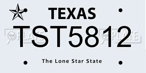 TST5812 Texas License Plate