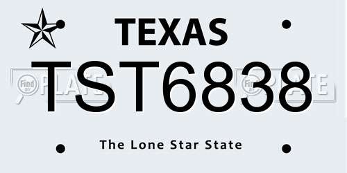 TST6838 Texas License Plate