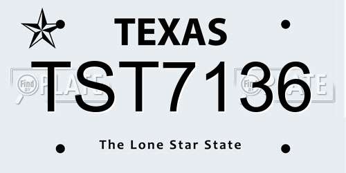 TST7136 Texas License Plate