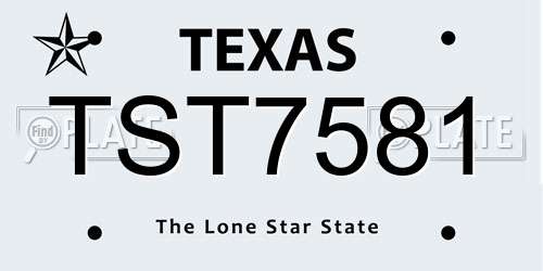 TST7581 Texas License Plate