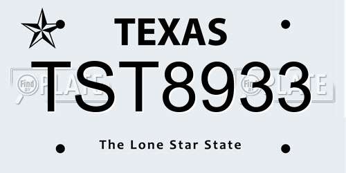 TST8933 Texas License Plate
