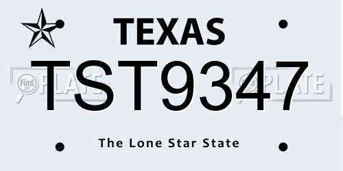 TST9347 Texas License Plate