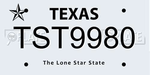 TST9980 Texas License Plate