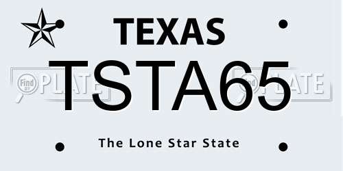 TSTA65 Texas License Plate