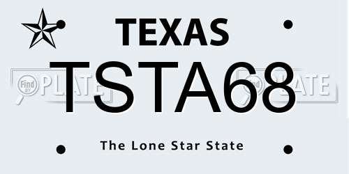 TSTA68 Texas License Plate