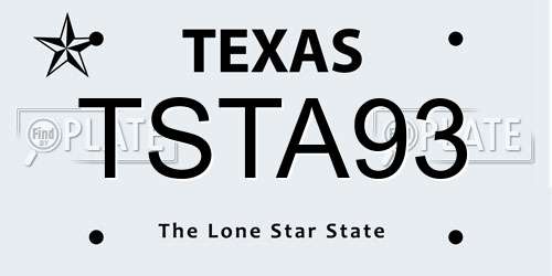 TSTA93 Texas License Plate
