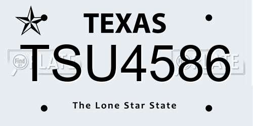 TSU4586 Texas License Plate