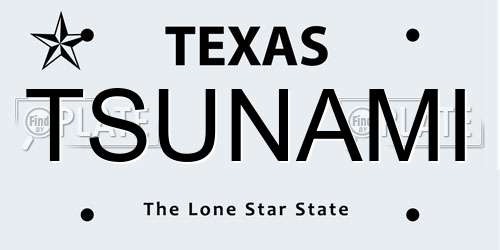 TSUNAMI Texas License Plate